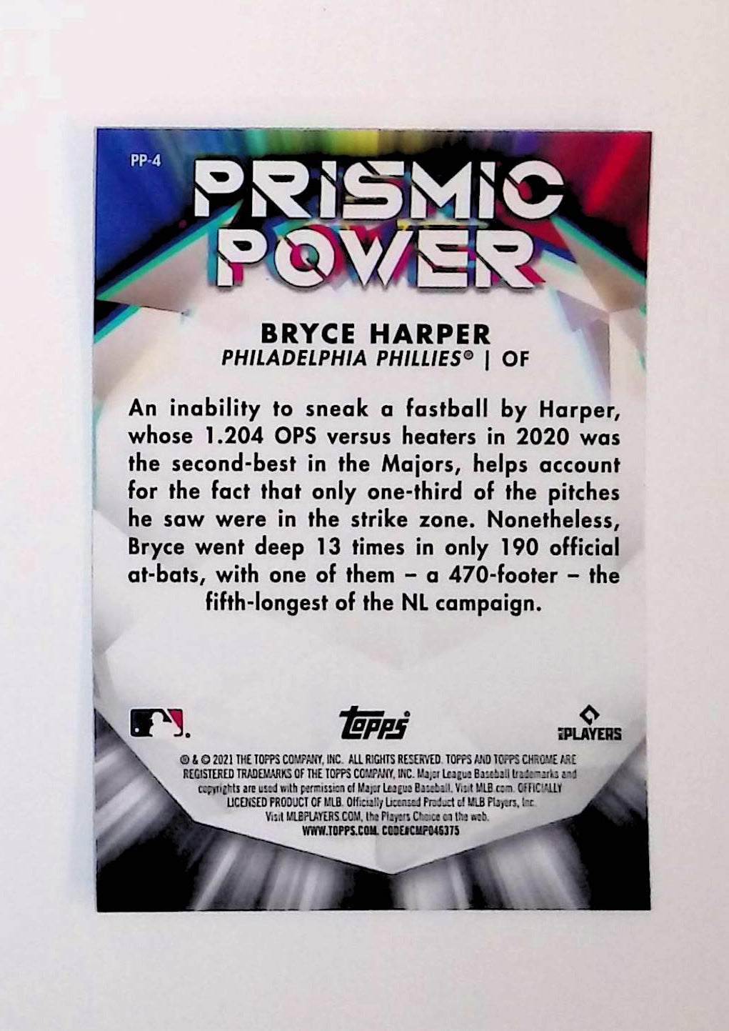 Bryce Harper 2021 Topps Chrome Prismic Power #PP-4 - LoCo Collectables