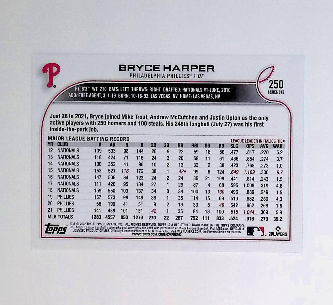 Bryce Harper 2022 Topps #250 - LoCo Collectables
