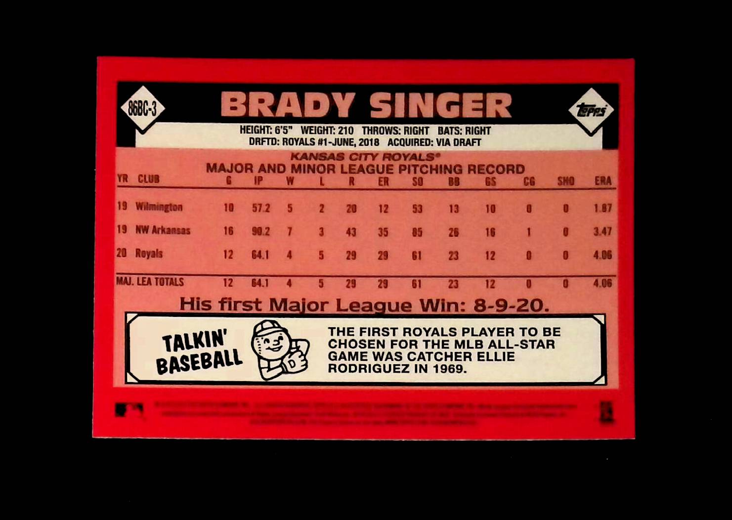 Brady Singer 2021 Topps '86 Topps Silver Pack Chrome #86BC-3 (Rookie Card) - LoCo Collectables