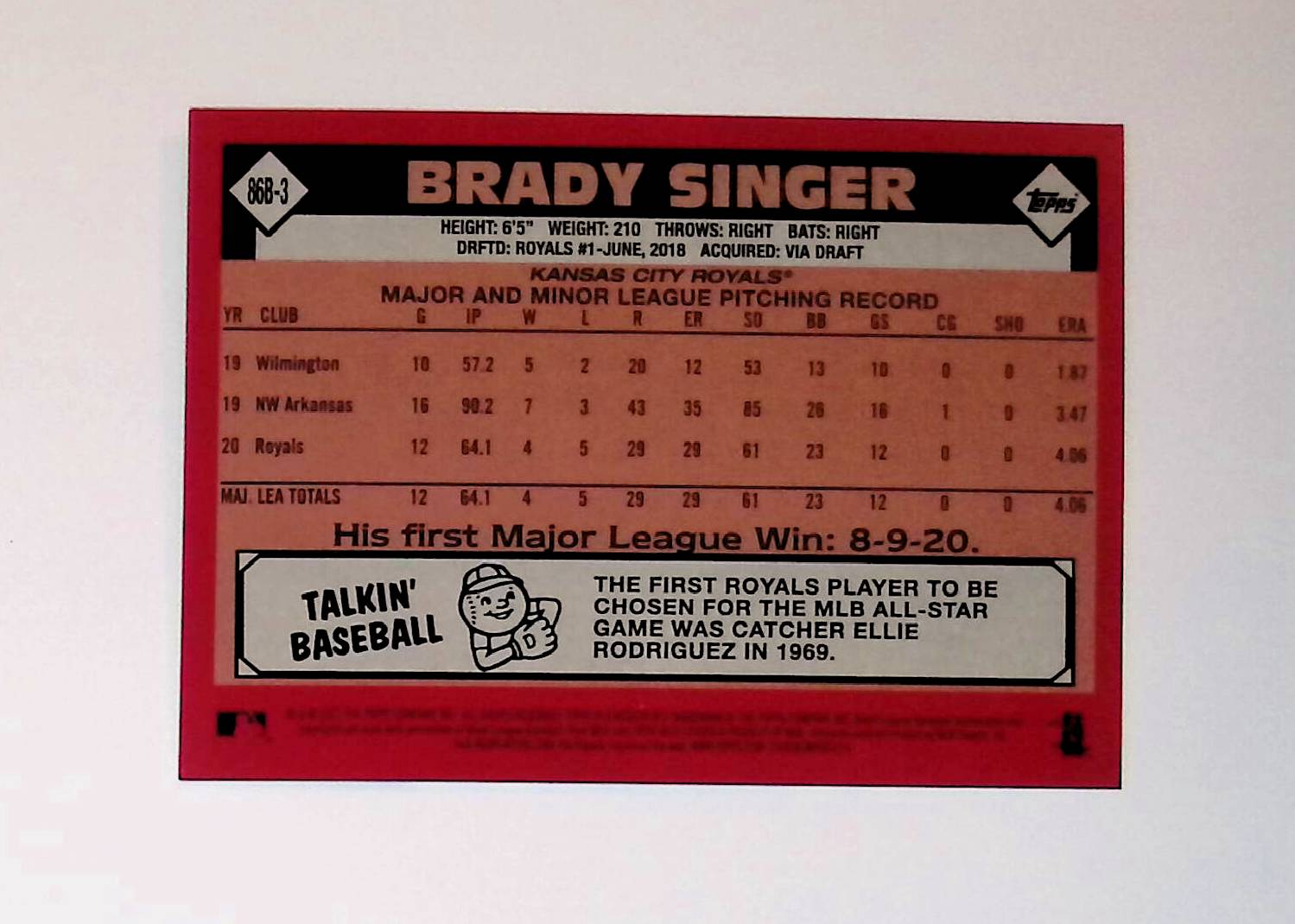 Brady Singer 2021 Topps '86 Topps #86B-3 (Rookie Card) - LoCo Collectables