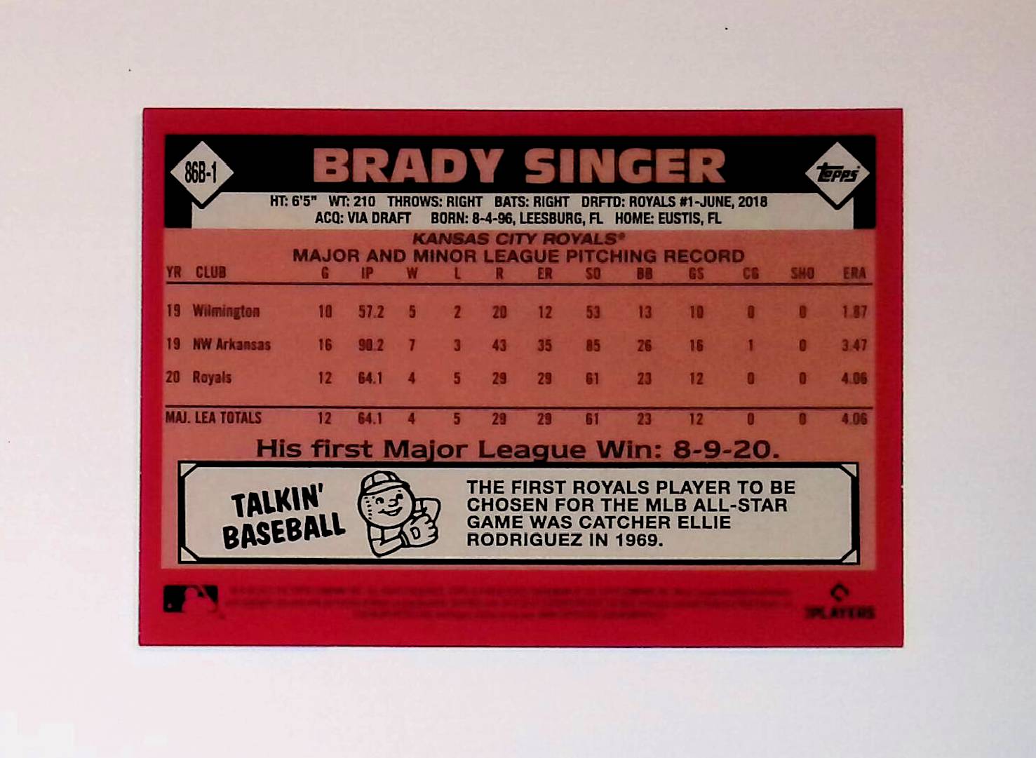 Brady Singer 2021 Topps '86 Topps #86B-1 (Rookie Card) - LoCo Collectables