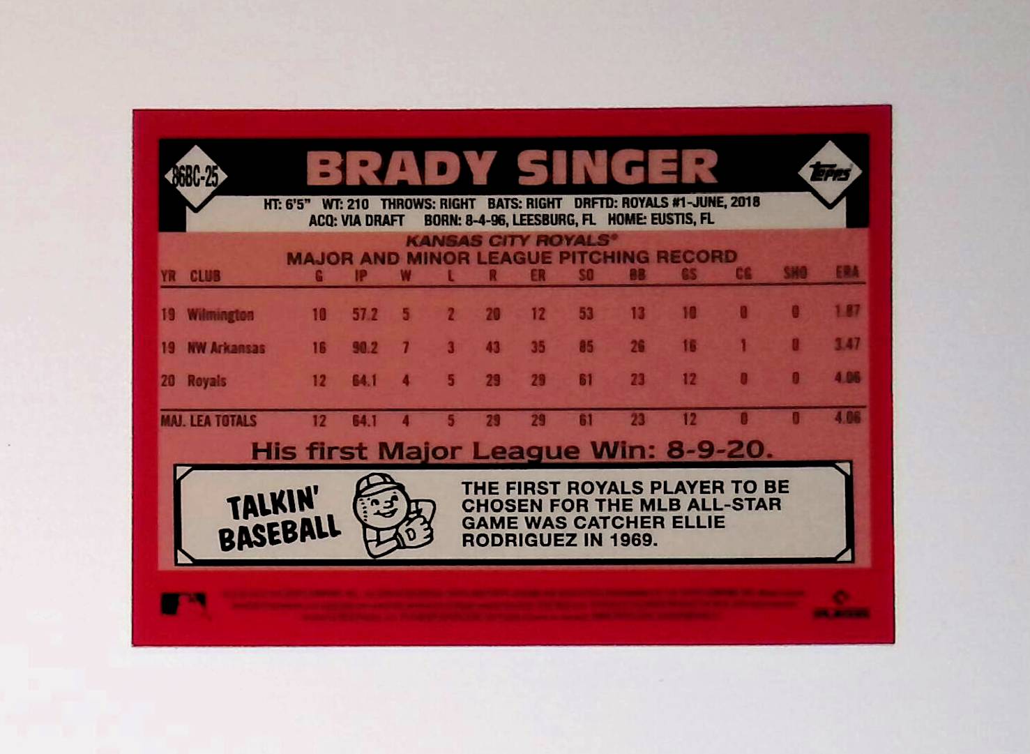 Brady Singer 2021 Topps Chrome '86 Topps #86BC-25 (Rookie Card) - LoCo Collectables