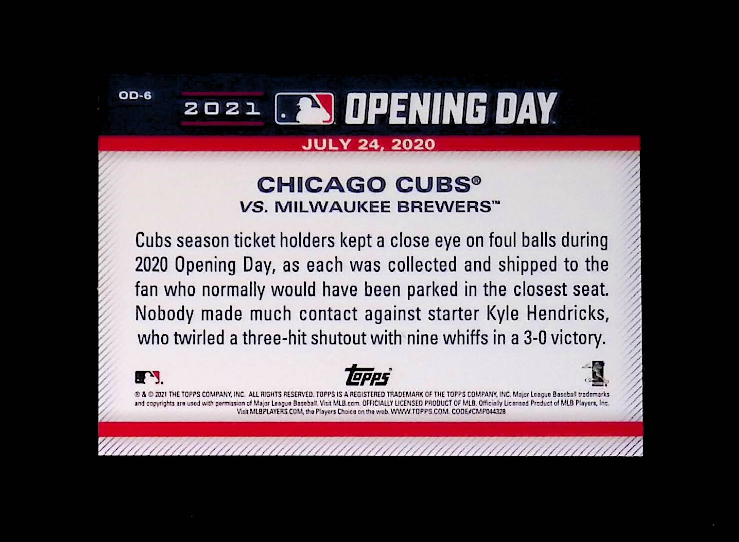 Chicago Cubs 2021 Topps Opening Day #OD-6 - LoCo Collectables