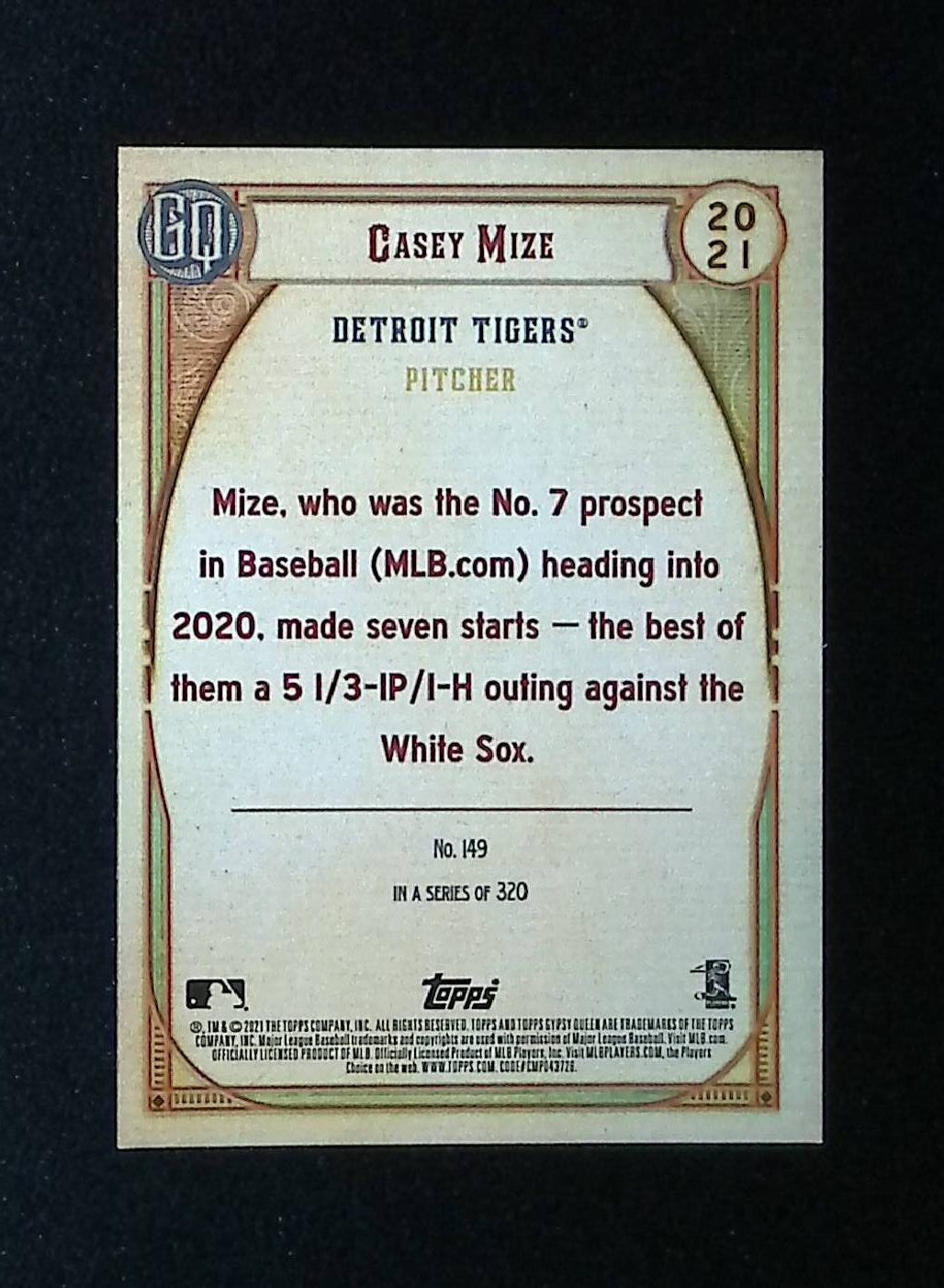 Casey Mize 2021 Topps Gypsy Queen #149 (Rookie Card) - LoCo Collectables