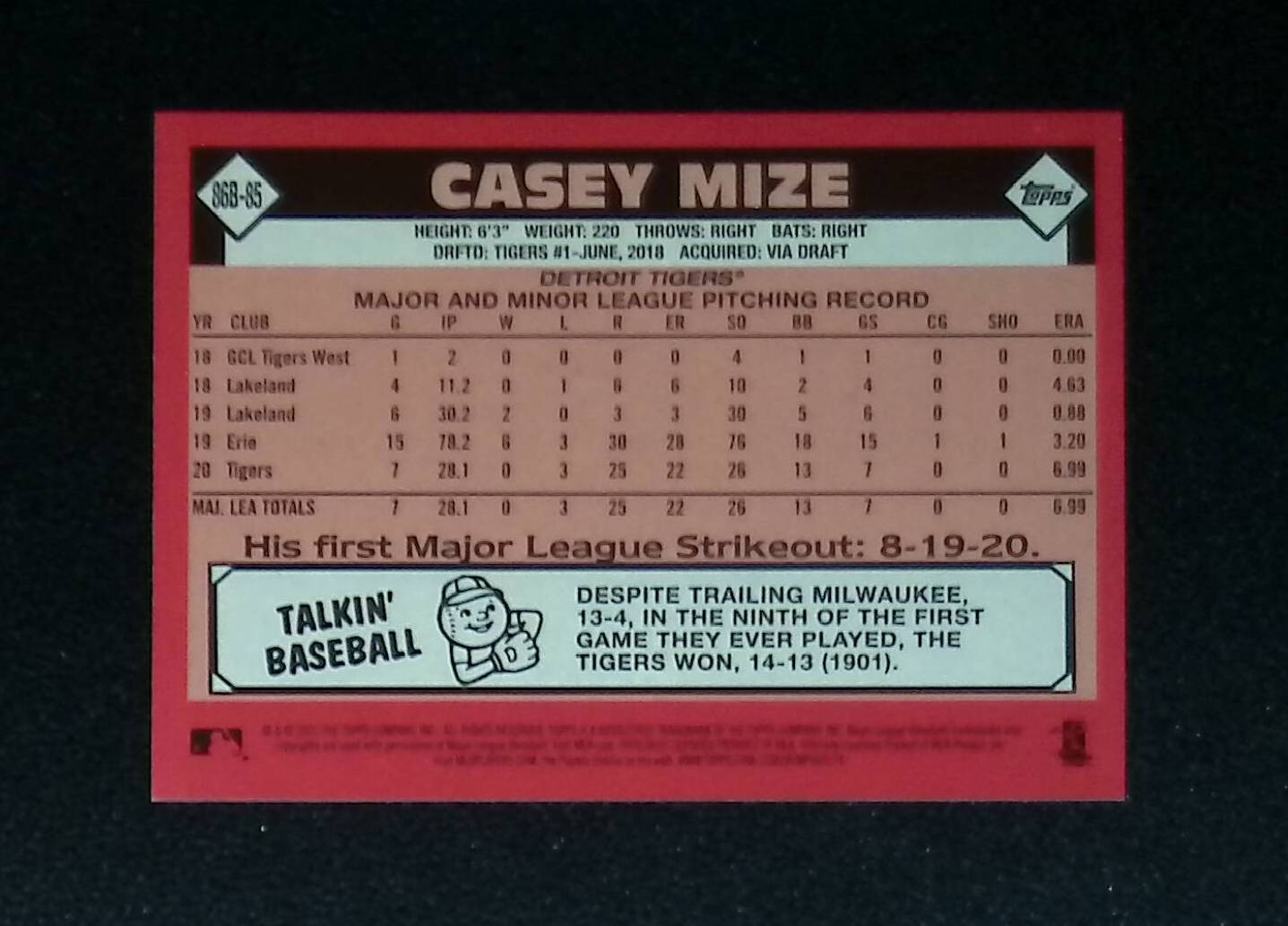 Casey Mize 2021 Topps '86 Topps #86B-85 (Rookie Card) - LoCo Collectables