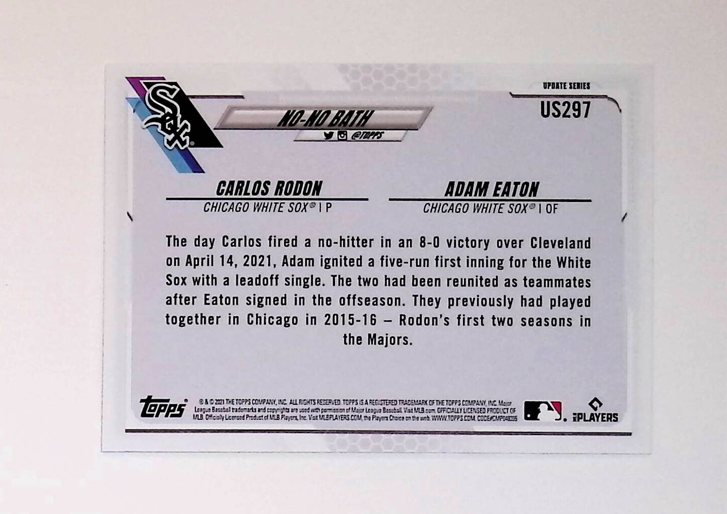 Carlos Rodon, Adam Eaton "No-No Bath" 2021 Topps Update Gold Foil #US297 - LoCo Collectables