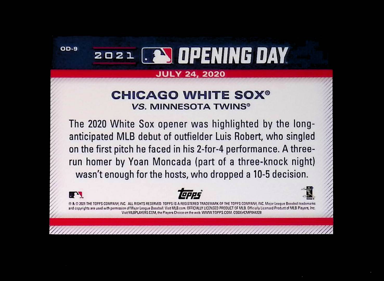 Chicago White Sox 2021 Topps Opening Day #OD-9 - LoCo Collectables