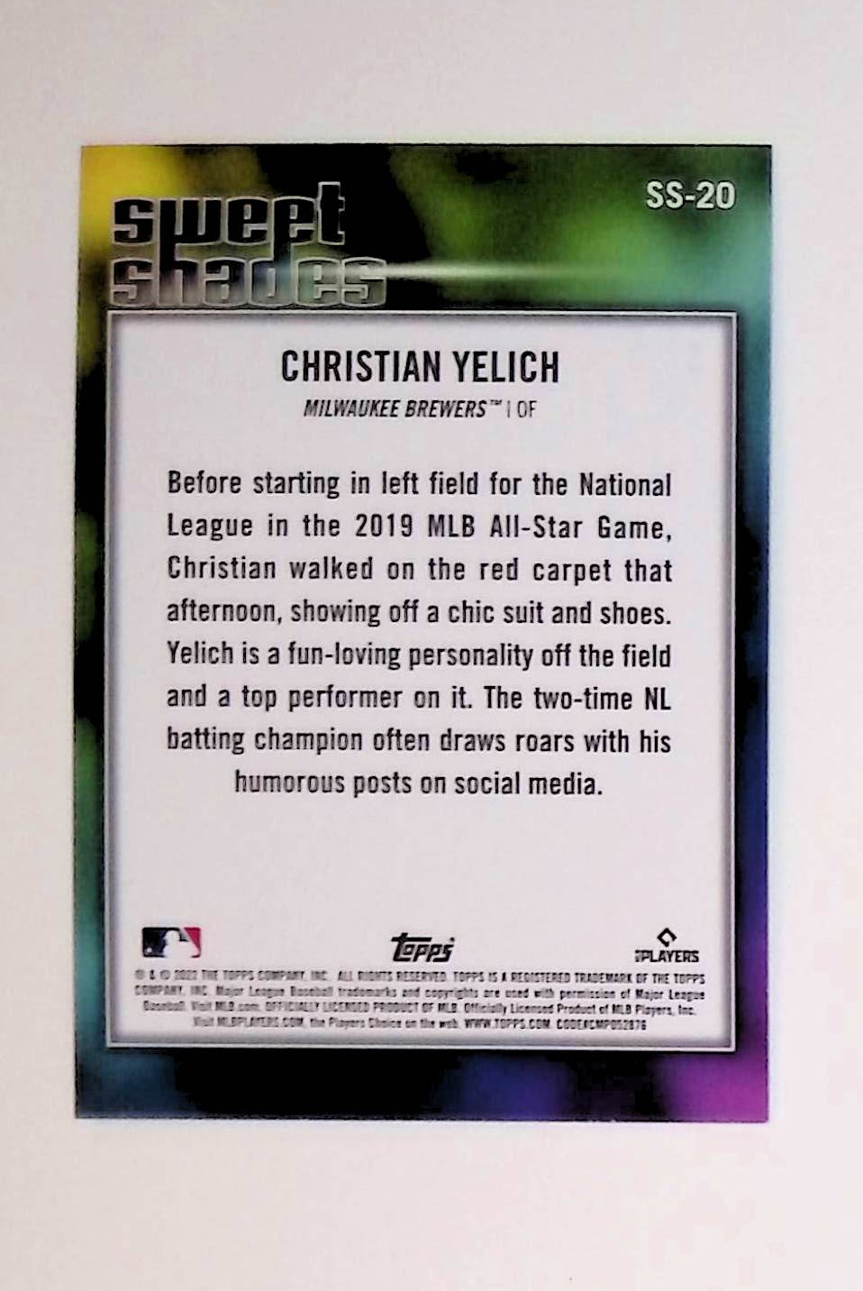 Christian Yelich 2022 Topps Sweet Shades #SS-20 - LoCo Collectables