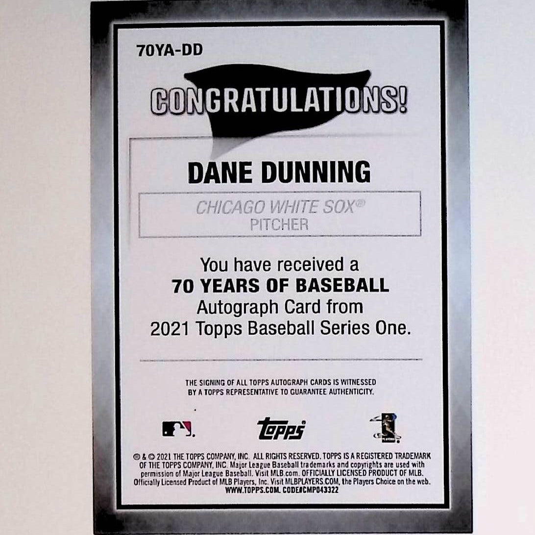 Dane Dunning 2021 Topps 70 Years of Baseball Autographs #70YA-DD (Rookie Card) - LoCo Collectables