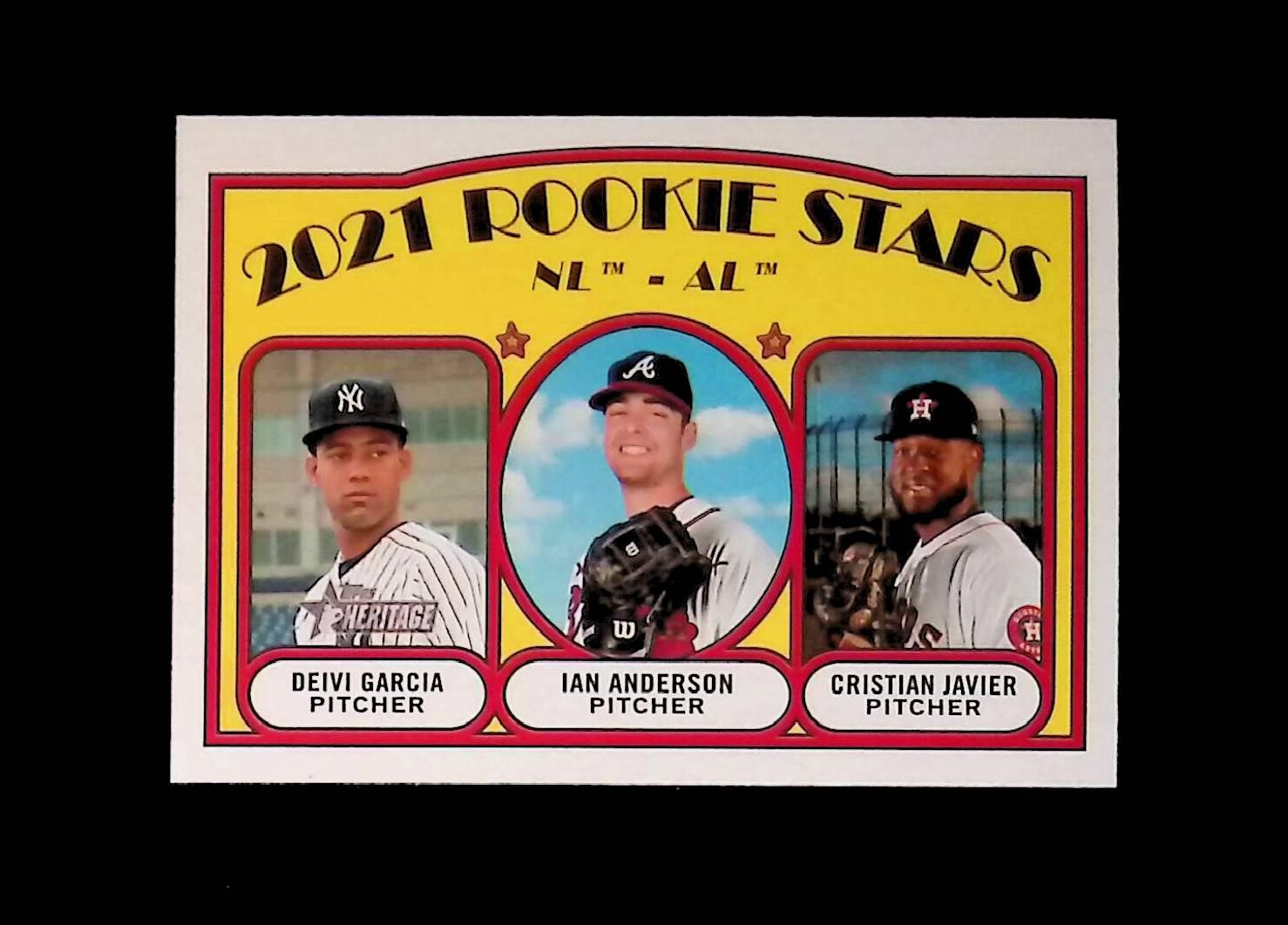 Deivi Garcia, Ian Anderson, Cristian Javier 2021 Topps Heritage #325 (Rookie Card) - LoCo Collectables