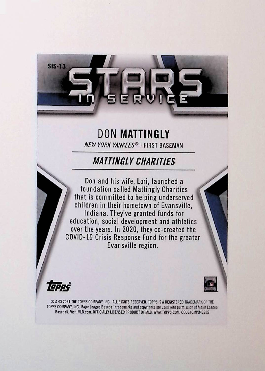 Don Mattingly 2021 Topps Stars in Service #SIS-13 - LoCo Collectables