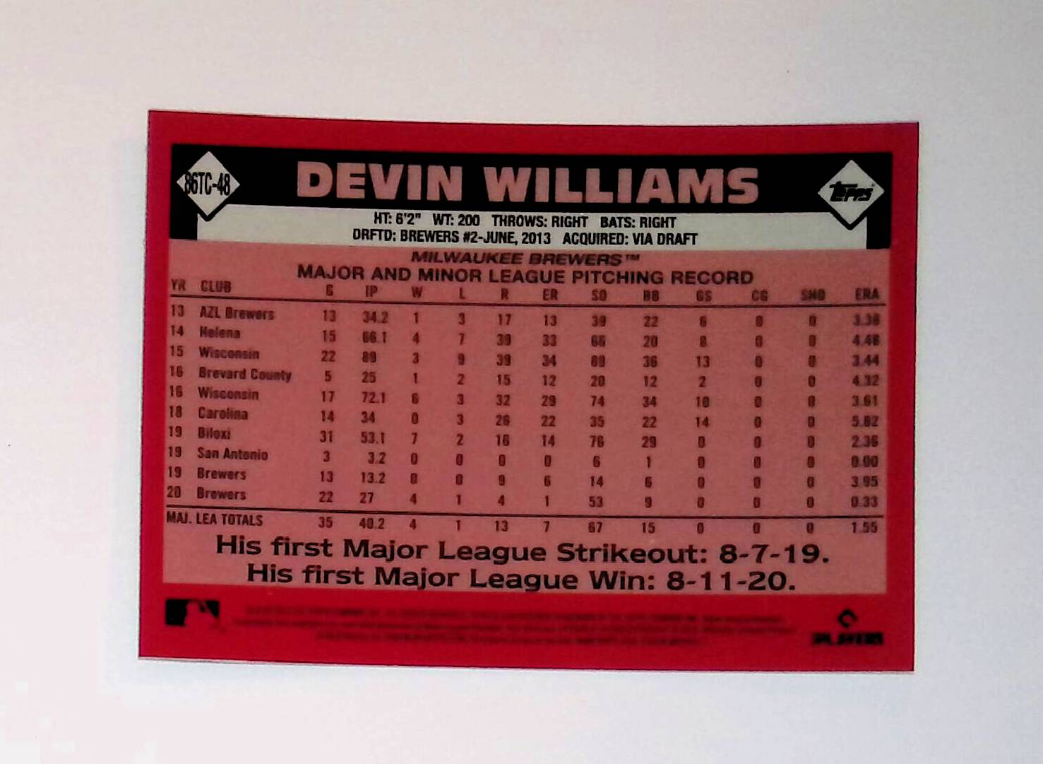 Devin Williams 2021 Topps '86 Topps Silver Pack Chrome #86TC-48 - LoCo Collectables