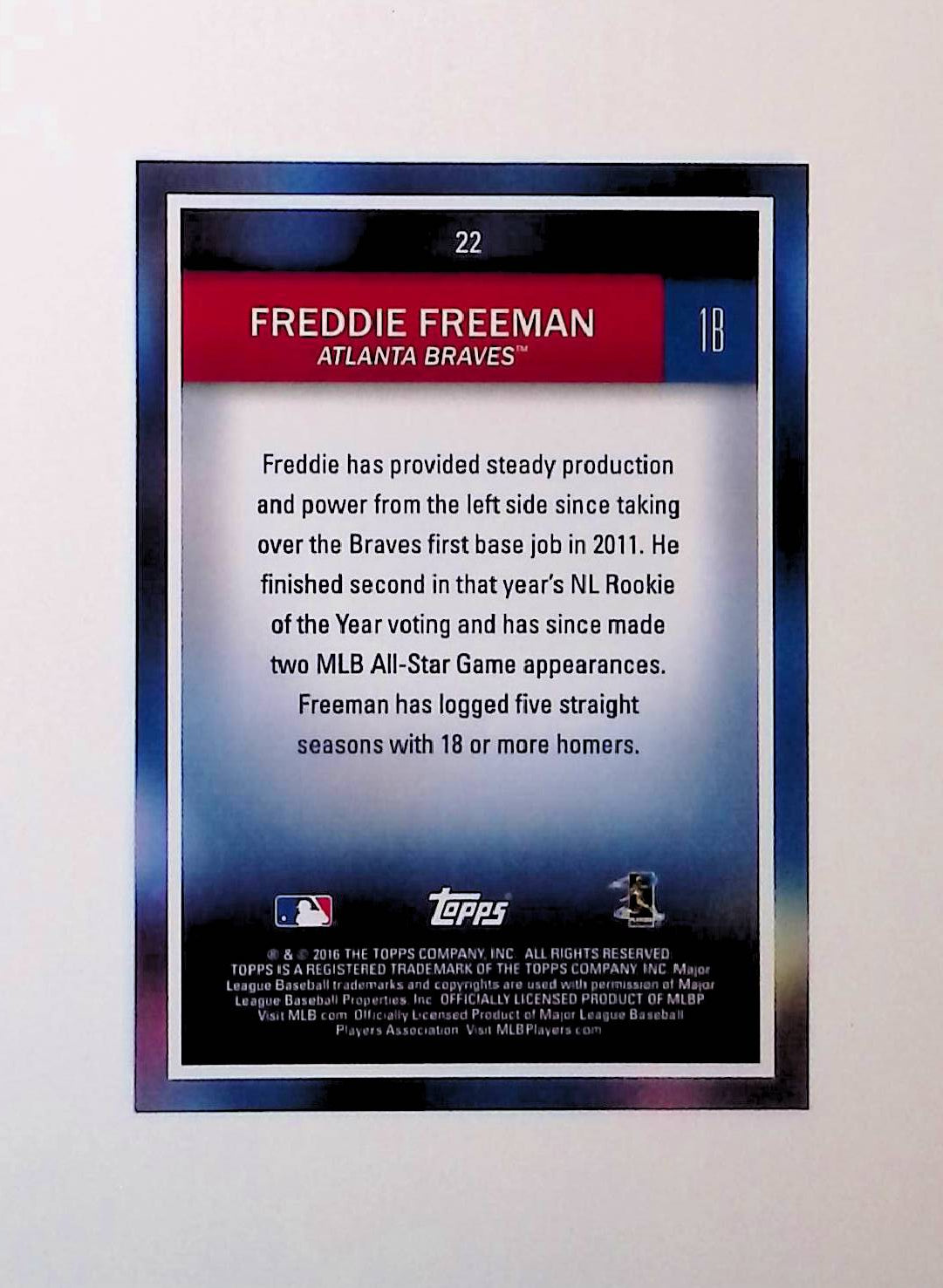 Freddie Freeman 2016 Topps National Baseball Card Day #22 - LoCo Collectables