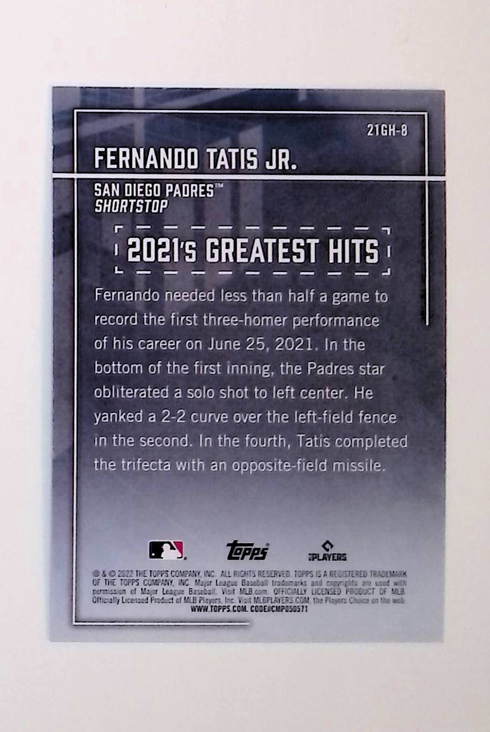 Fernando Tatis Jr 2022 Topps '21 Greatest Hits #21GH-8 - LoCo Collectables