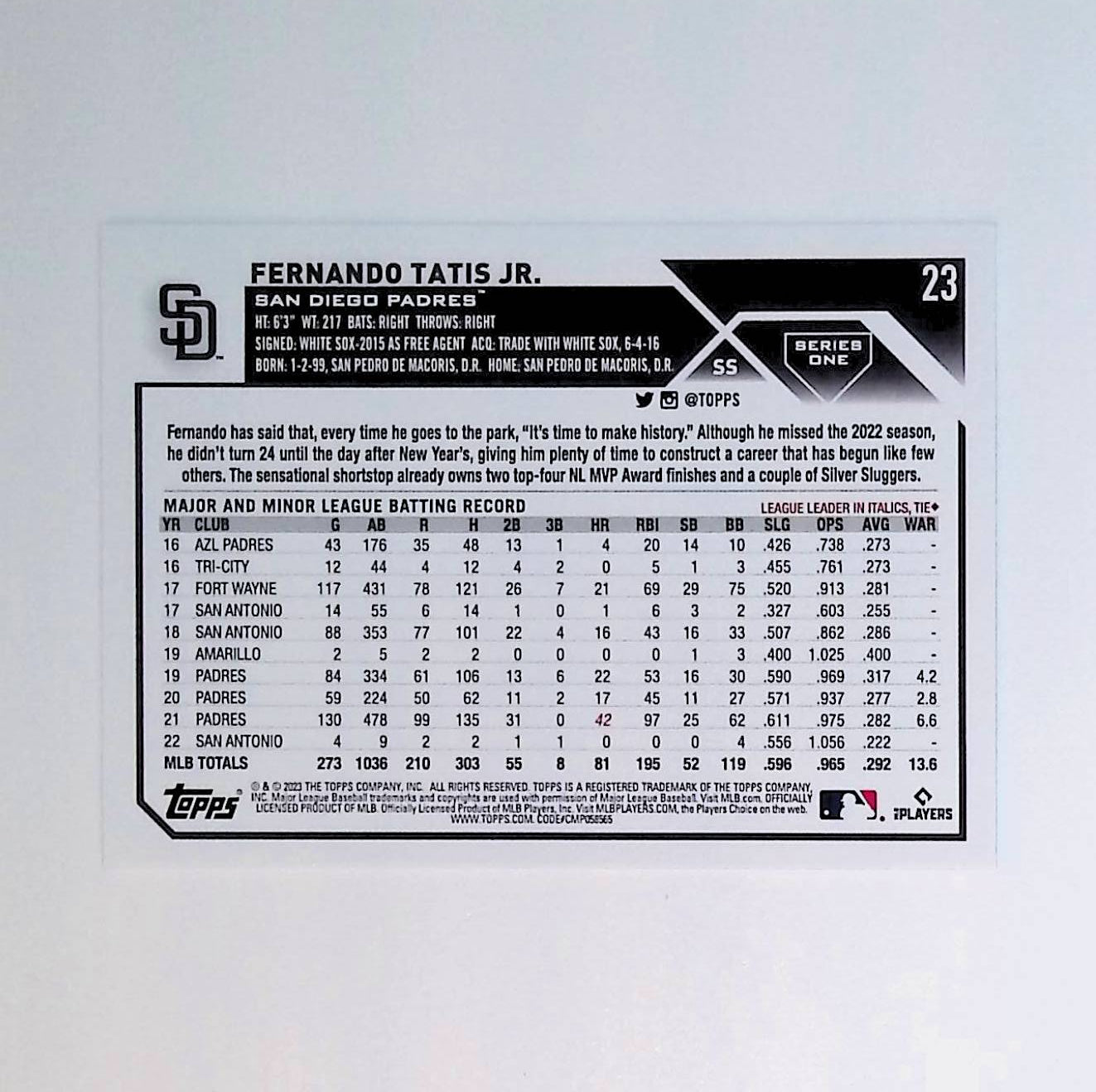 Fernando Tatis Jr 2023 Topps #23 - LoCo Collectables