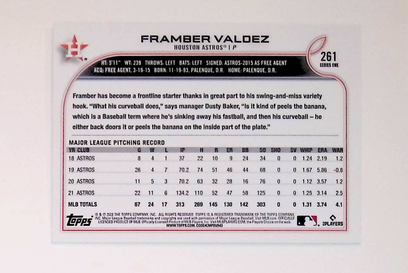 Framber Valdez 2022 Topps Rainbow Foil #261 - LoCo Collectables