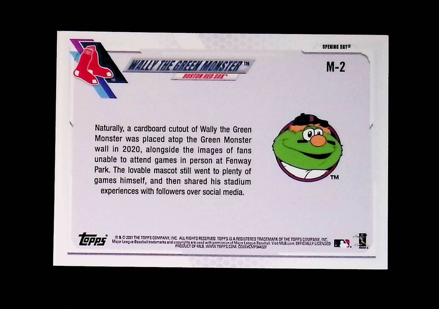 Wally The Green Monster 2021 Topps Opening Day Mascots #M-2 - LoCo Collectables