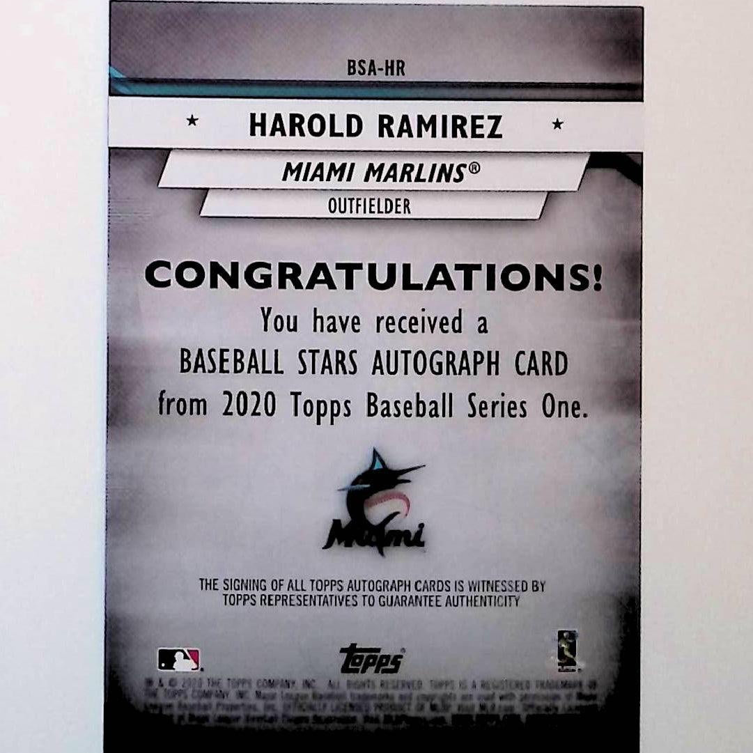 2020 Topps Baseball Stars Autograph Black #BSA-HR Harold Ramirez - LoCo Collectables