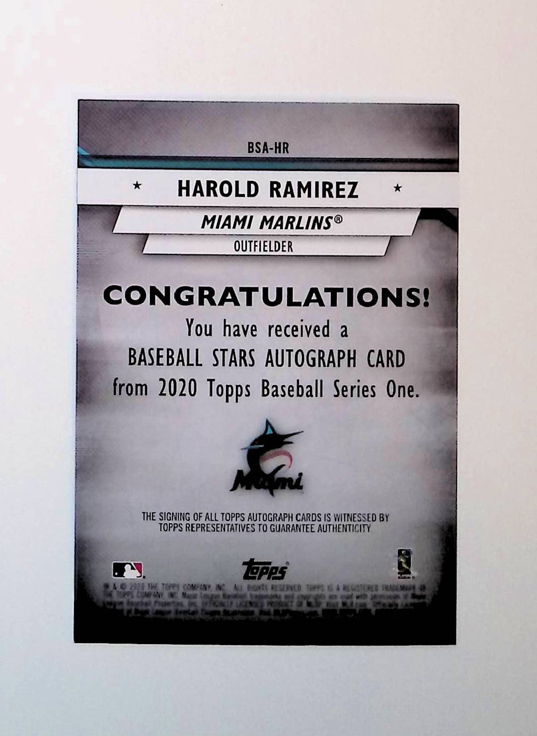 Harold Ramirez 2020 Topps Baseball Stars Autographs Black #BSA-HR 186/199 - LoCo Collectables