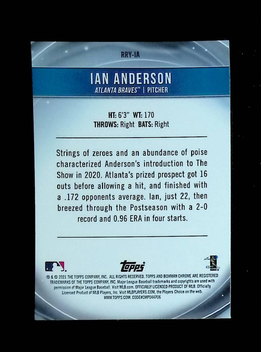 Ian Anderson 2021 Bowman Chrome Mega Box Rookie of the Year Favorites Refractors #RRY-IA (Rookie Card) - LoCo Collectables