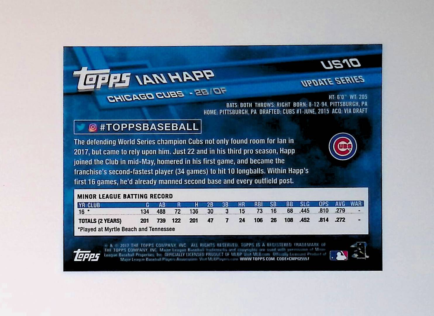 Ian Happ 2017 Topps Update SP Photo Variation #US10 (Rookie Card) - LoCo Collectables