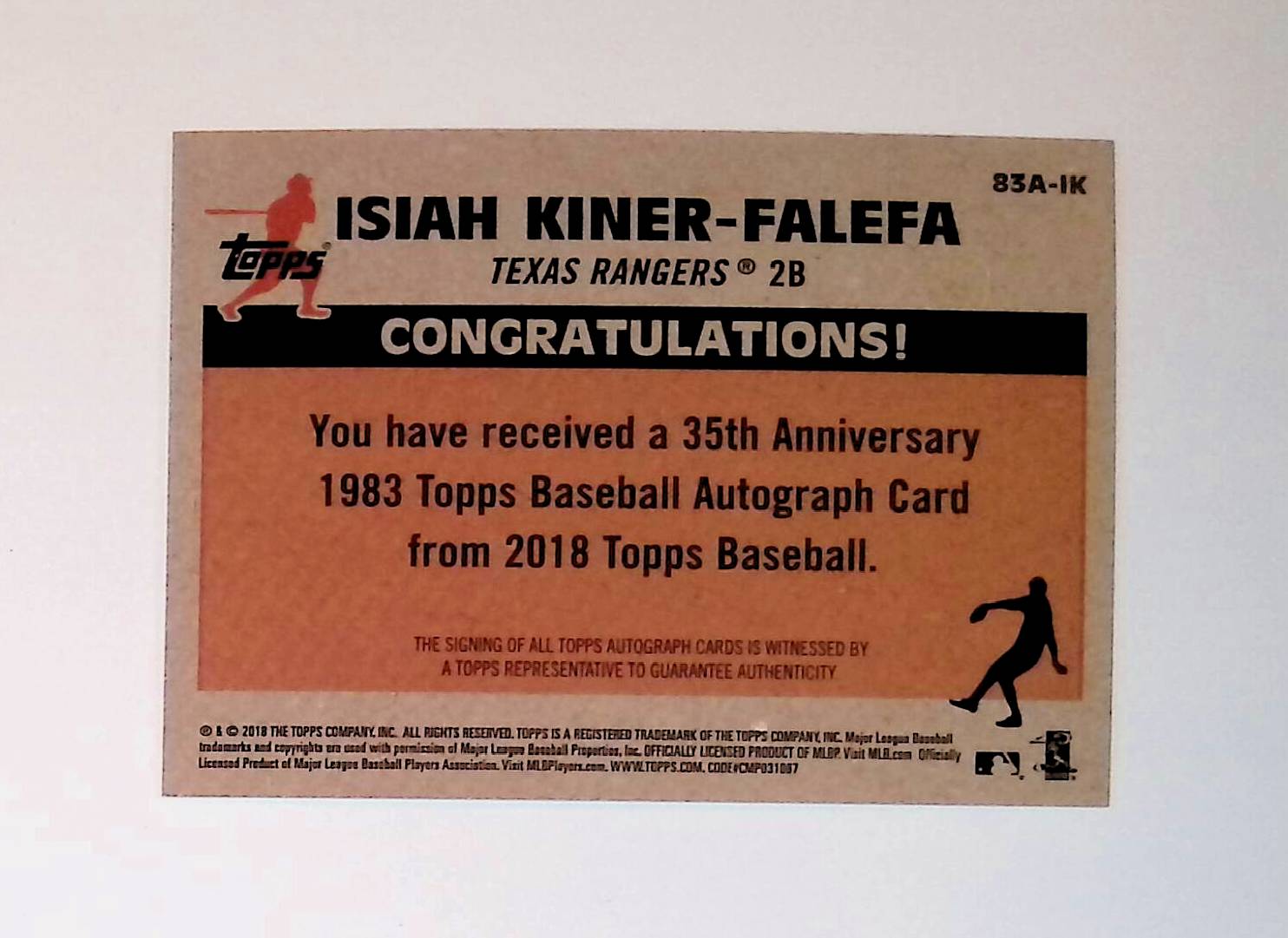 Isiah Kiner-Falefa 2018 Topps '83 Topps Autographs #83A-IK (Rookie Card) - LoCo Collectables