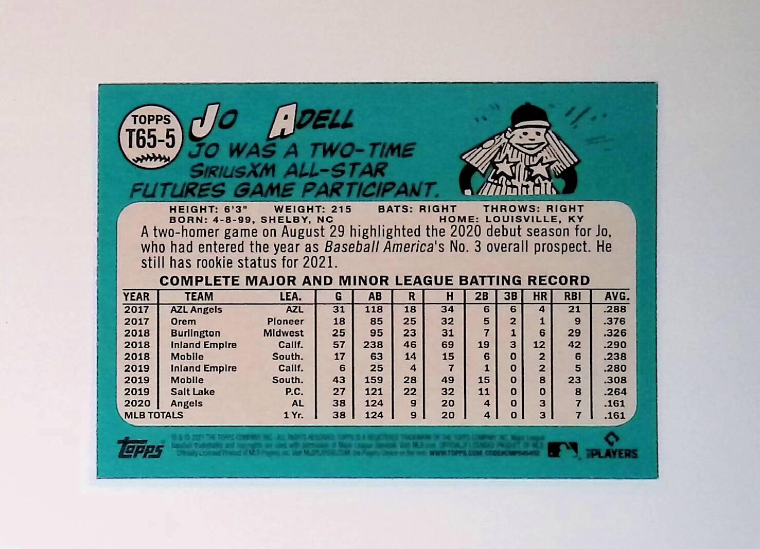 2021 Topps 1965 Topps Redux #T65-5 Jo Adell Rookie - LoCo Collectables