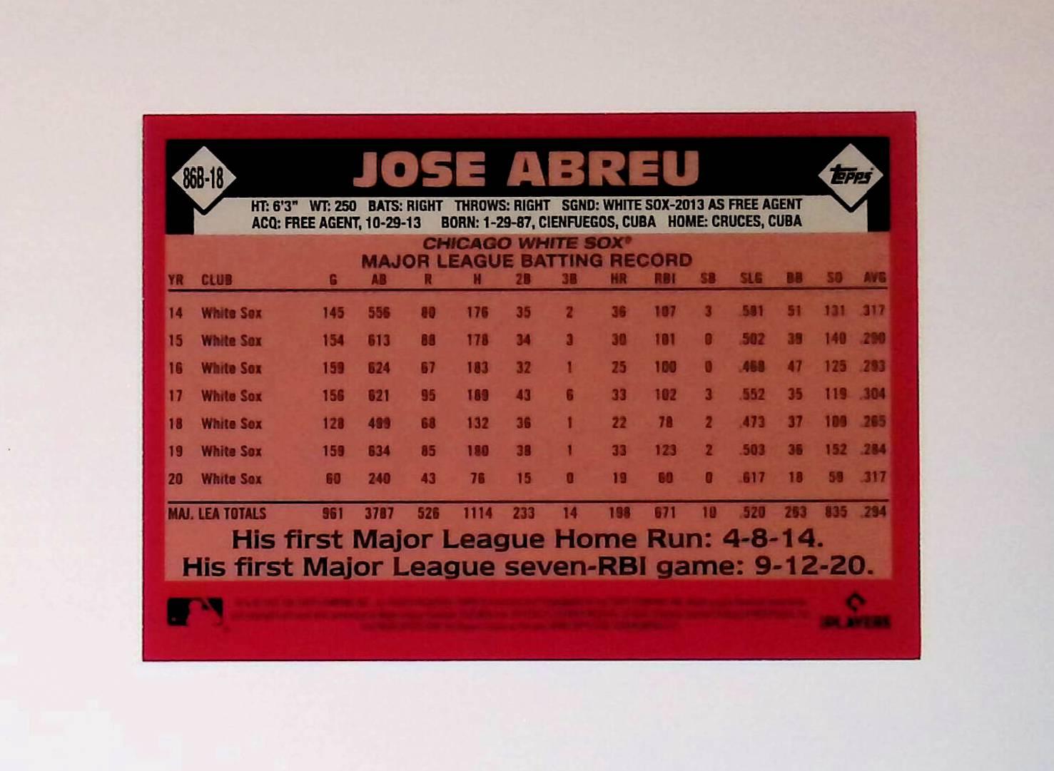 2021 Topps 1986 Topps #86B-18 Jose Abreu - LoCo Collectables