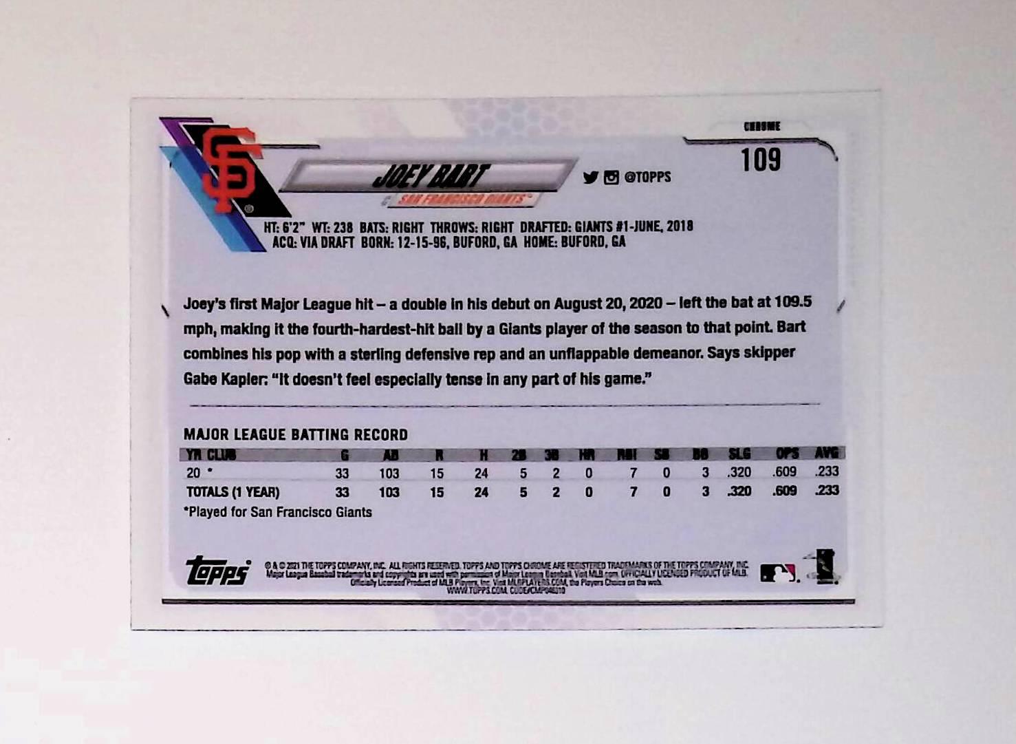 Joey Bart 2021 Topps Chrome #109 (Rookie Card) - LoCo Collectables