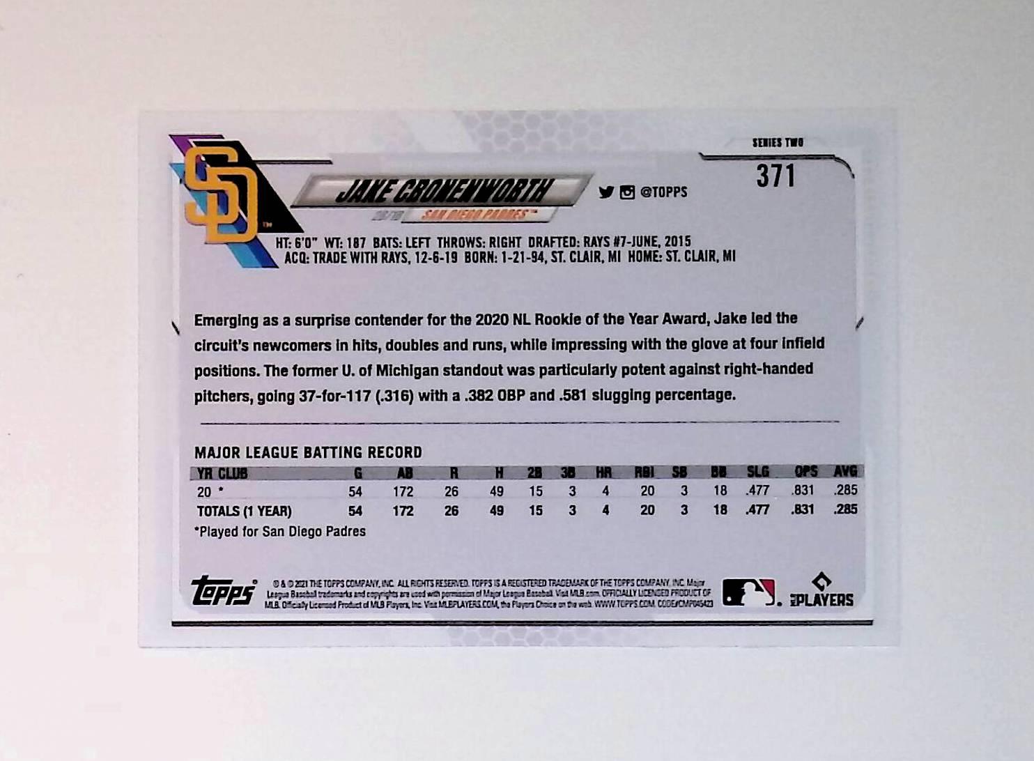 2021 Topps #371 Jake Cronenworth Rookie - LoCo Collectables