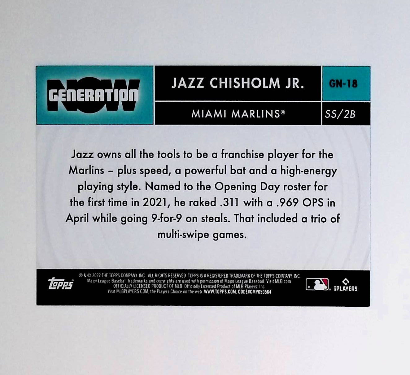 Jazz Chisholm Jr 2022 Topps Generation Now #GN-18 - LoCo Collectables