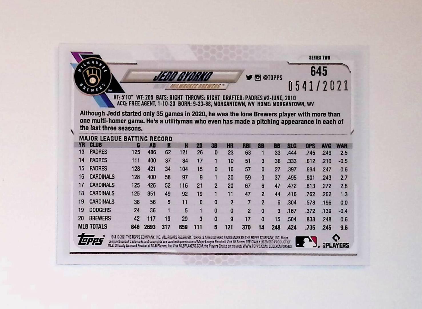 2021 Topps Gold #645 Jedd Gyorko - LoCo Collectables