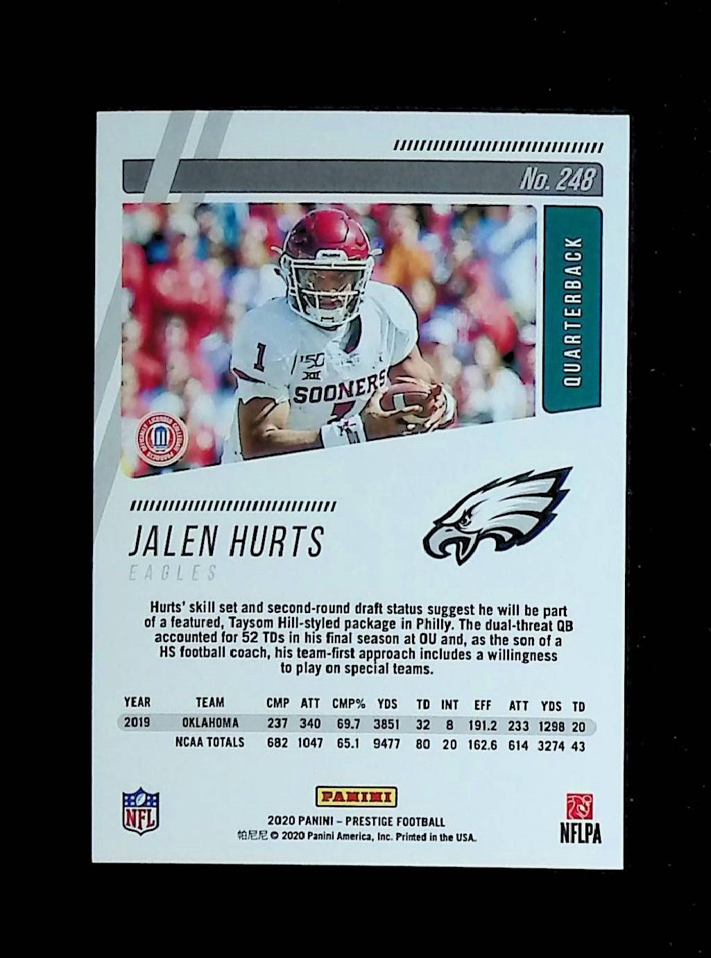 Jalen Hurts 2020 Panini Prestige Xtra Pts Green #248 (RC) - LoCo Collectables