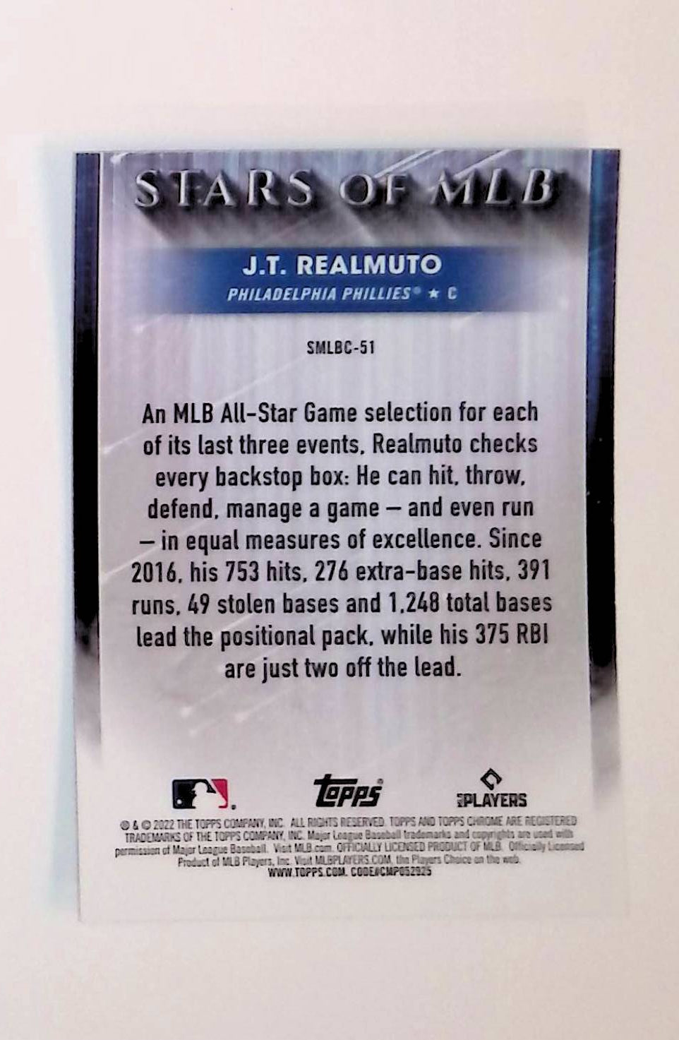 J.T. Realmuto 2022 Topps Stars of MLB Chrome #SMLBC-51 - LoCo Collectables