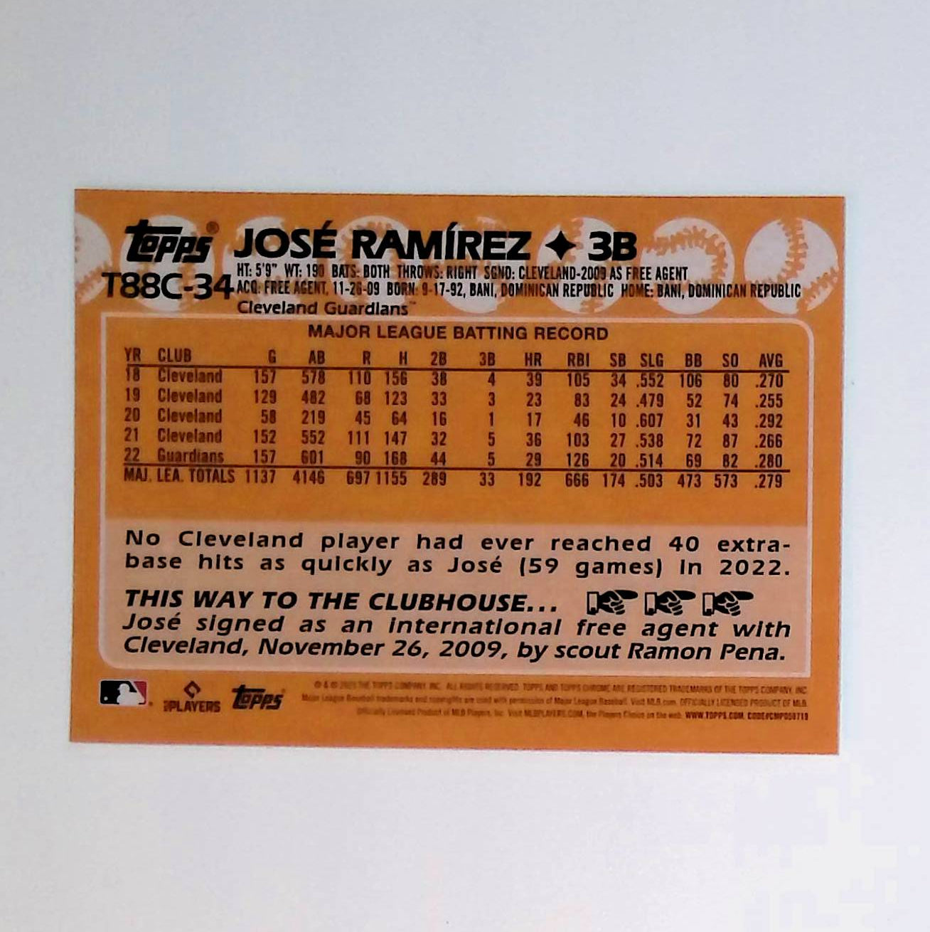 Jose Ramirez 2023 Topps '88 Topps Silver Pack Chrome #T88C-34 - LoCo Collectables