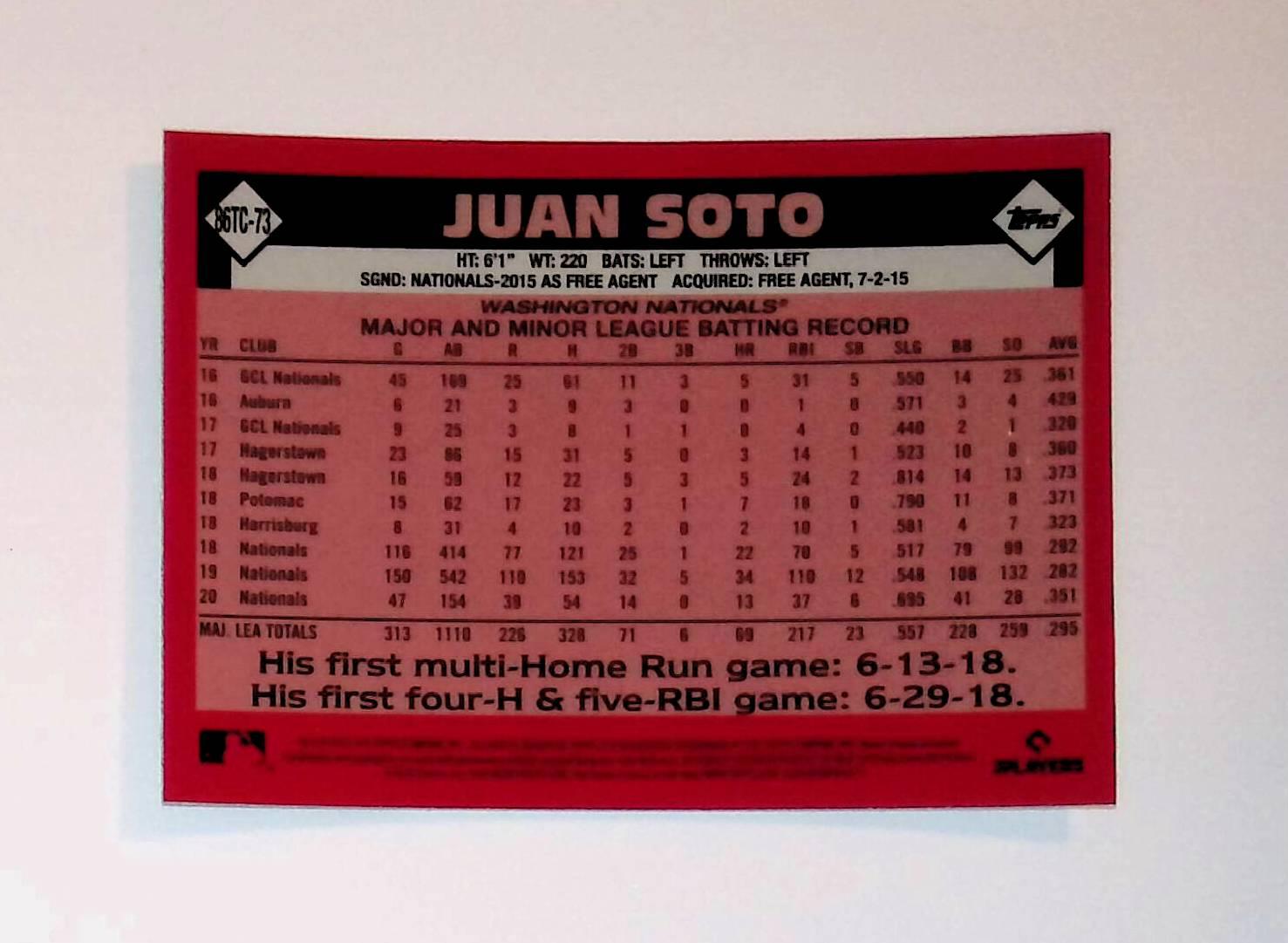 2021 Topps 1986 Topps Baseball #86TC-73 Juan Soto Silver Pack Chrome - LoCo Collectables