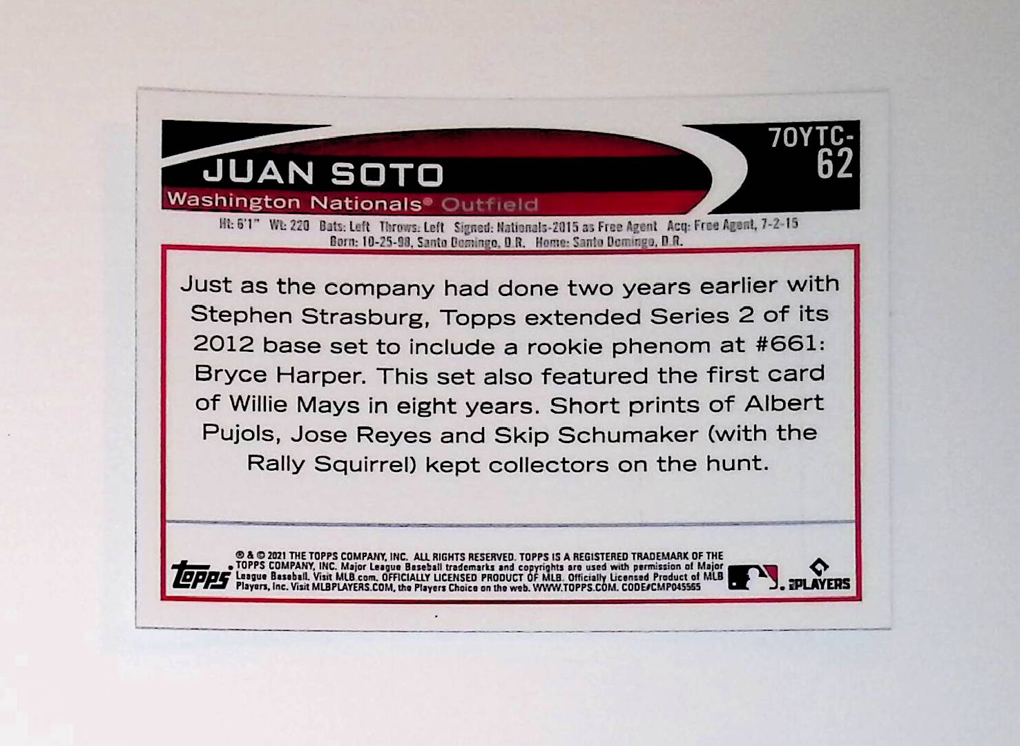 Juan Soto 2021 Topps 70 Years of Topps Baseball Chrome #70YTC-62 - LoCo Collectables