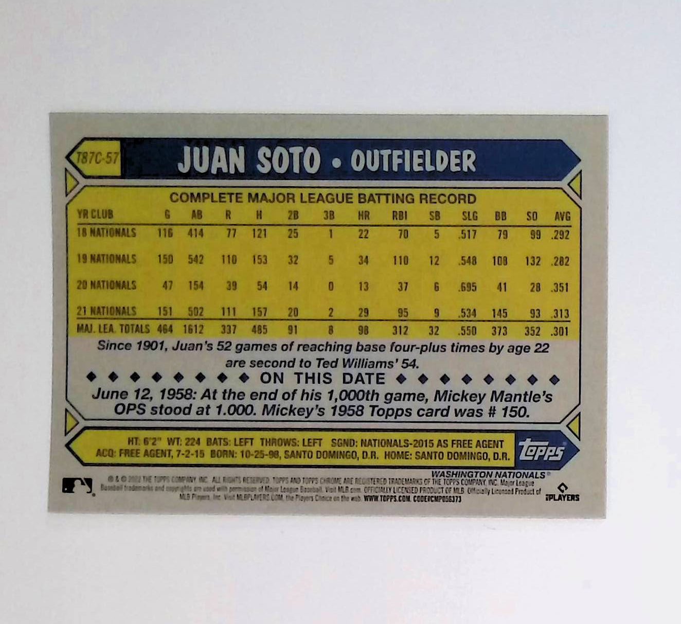 Juan Soto 2022 Topps Update '87 Topps Silver Pack Chrome #T87C-57 - LoCo Collectables