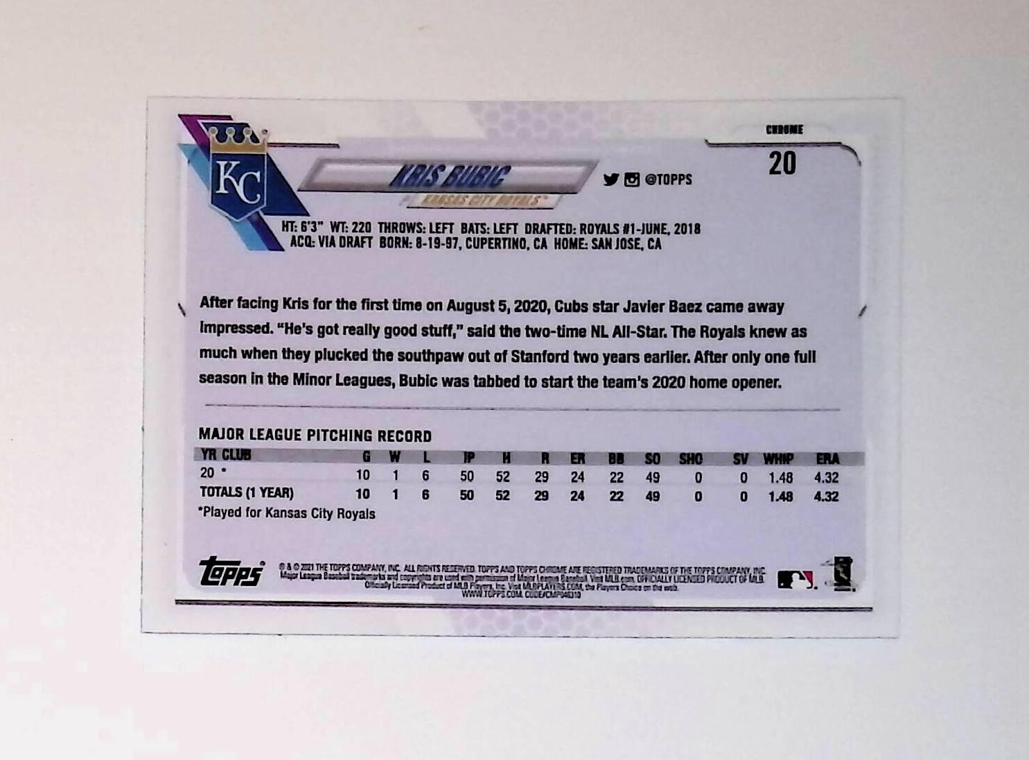 2021 Topps Chrome #20 Kris Bubic Rookie - LoCo Collectables