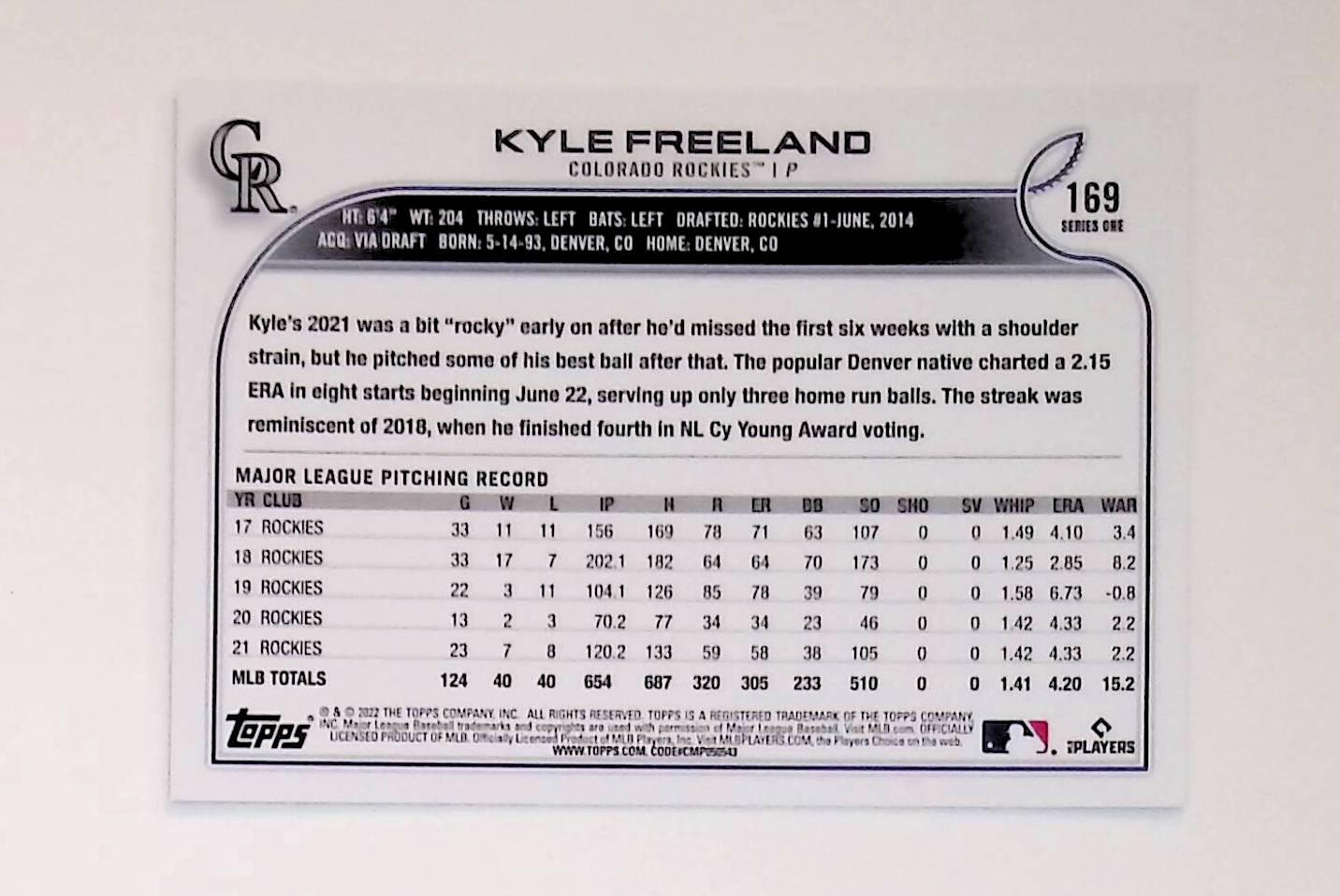 2022 Topps #169 Kyle Freeland Royal Blue - LoCo Collectables