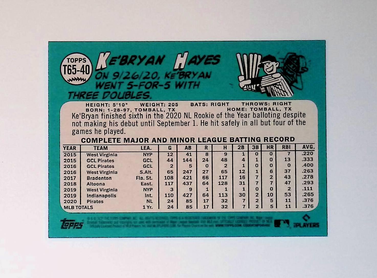 2021 Topps 1965 Topps Redux #T65-40 Ke'Bryan Hayes Rookie - LoCo Collectables