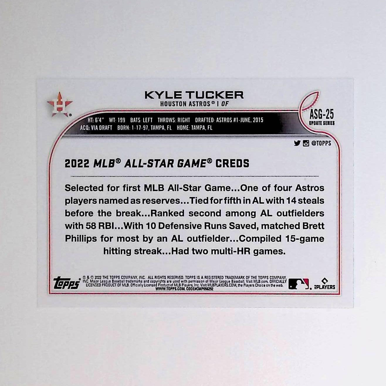 Kyle Tucker 2022 Topps Update '22 All Star Game #ASG-25 - LoCo Collectables