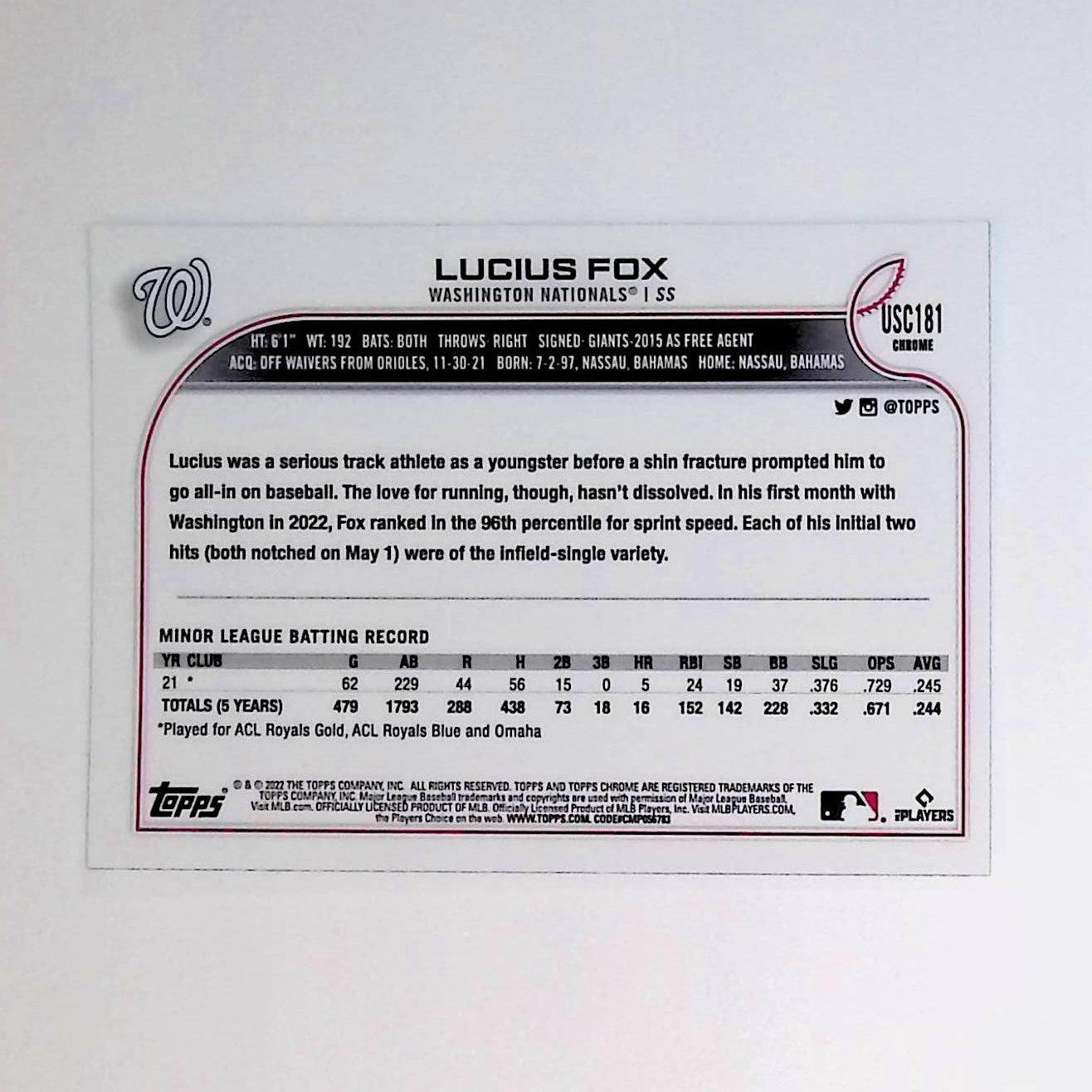 2022 Topps Chrome Update #USC181 Lucius Fox Rookie - LoCo Collectables