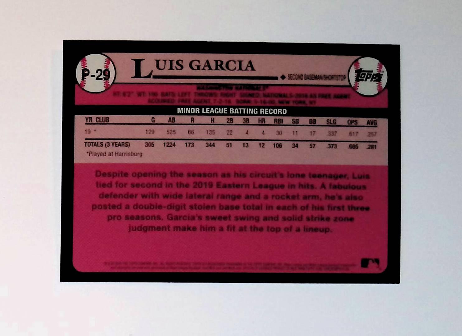 2020 Topps Update Prospects #P-29 Luis Garcia - LoCo Collectables