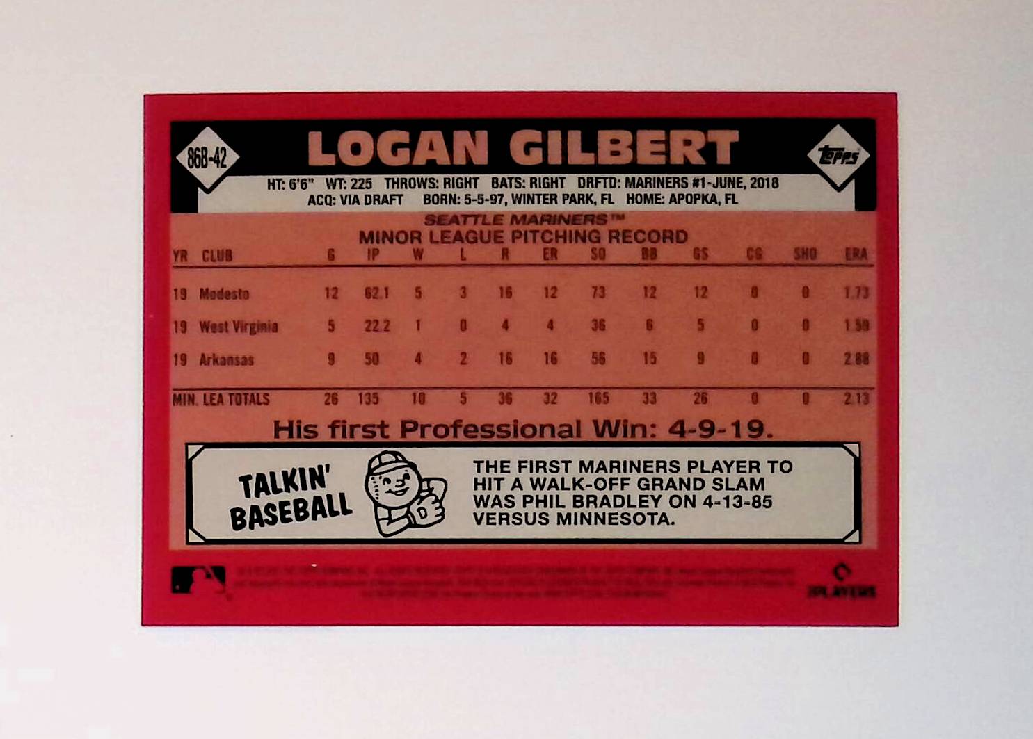 Logan Gilbert 2021 Topps Update '86 Topps #86B-42 (Rookie Card) - LoCo Collectables