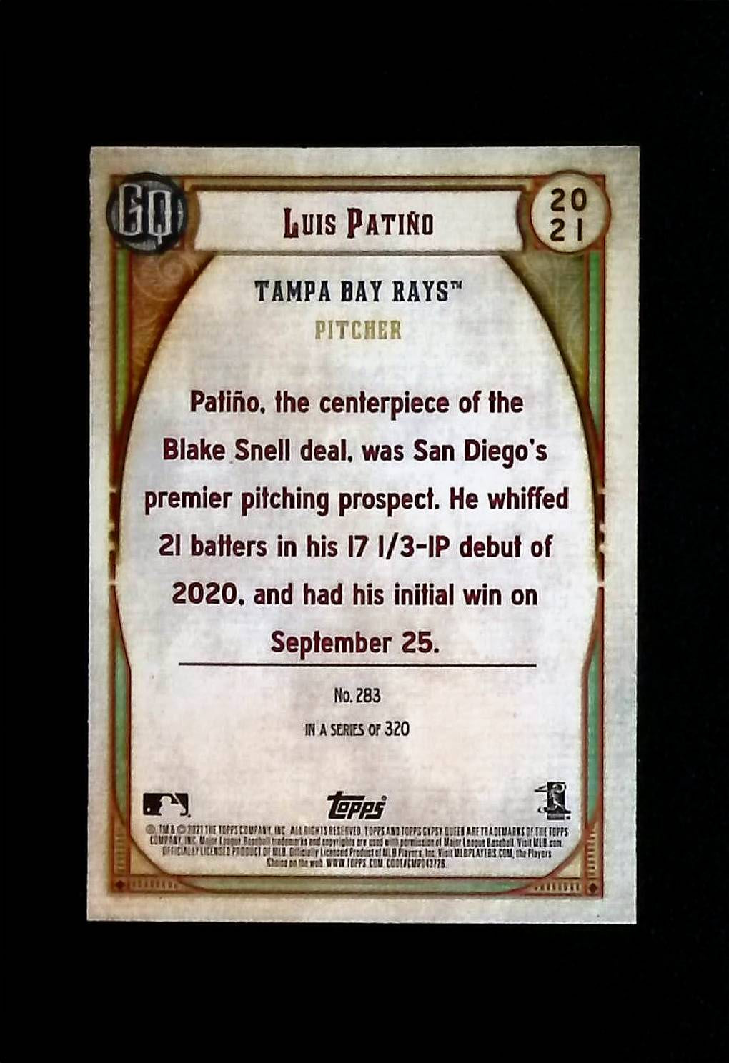 Luis Patino 2021 Topps Gypsy Queen #283 (Rookie Card) - LoCo Collectables