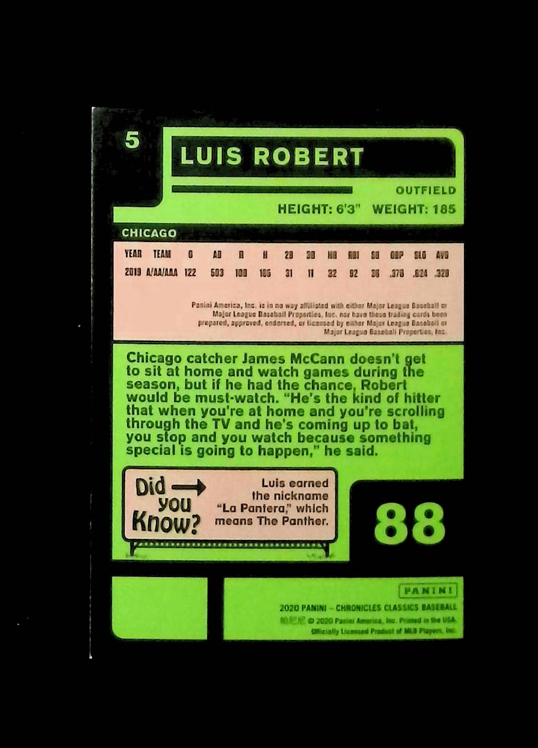 Luis Robert 2020 Panini Classics #5 (Rookie Card) - LoCo Collectables