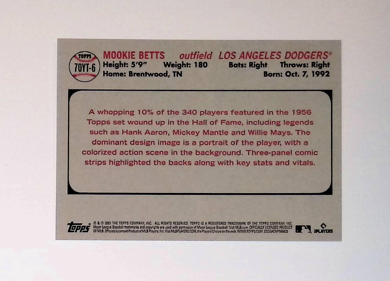 2021 Topps Update 70 Years of Topps Baseball #70YT-6 Mookie Betts - LoCo Collectables