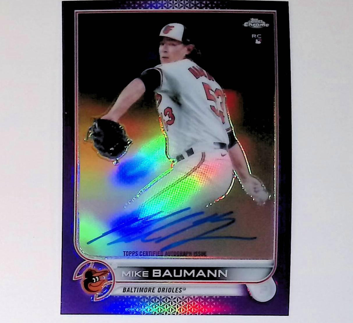 2022 Topps Chrome Rookie Autograph Purple Refractor #RA-MB Mike Baumann Rookie - LoCo Collectables