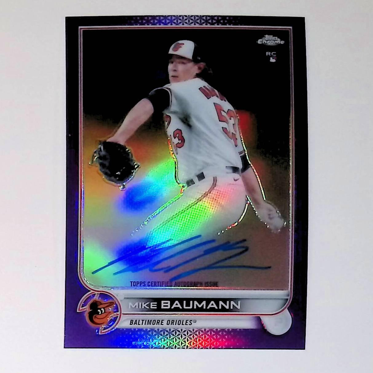 2022 Topps Chrome Rookie Autograph Purple Refractor #RA-MB Mike Baumann Rookie - LoCo Collectables